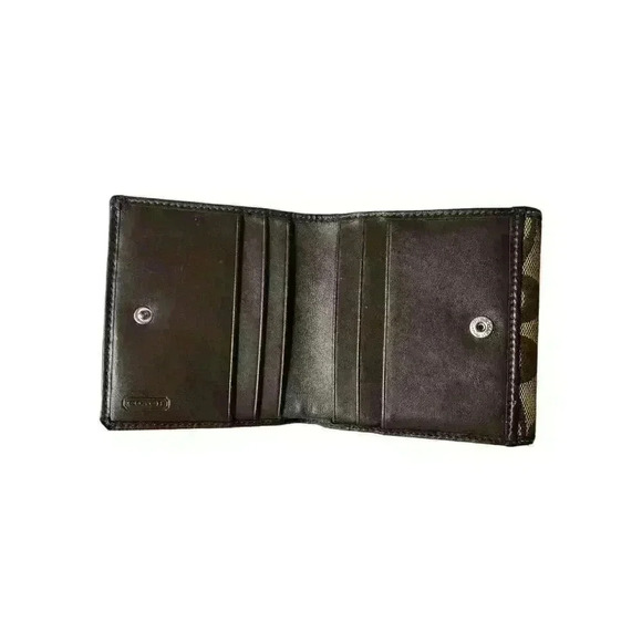 Coach Signature wallet small brown logo leather canvas bifold - Picture 3 of 9